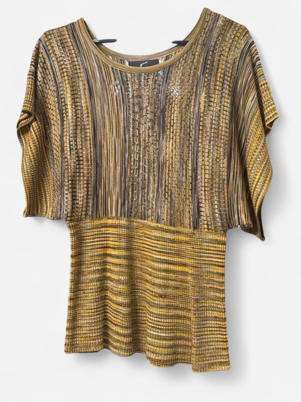 GNW Metallic Gold and Brown Striped Knit Top